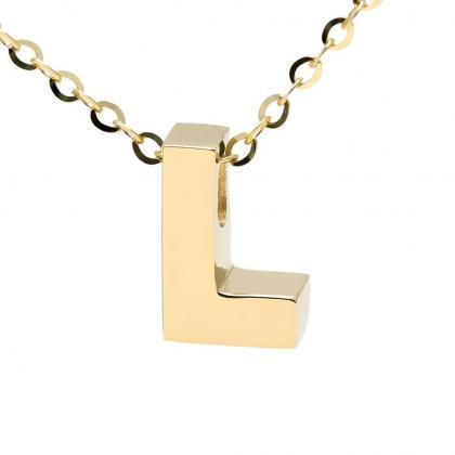 Solid 14k Gold Initial Necklace - A..