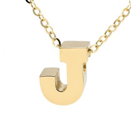 Solid 14k Gold Initial Necklace - A..