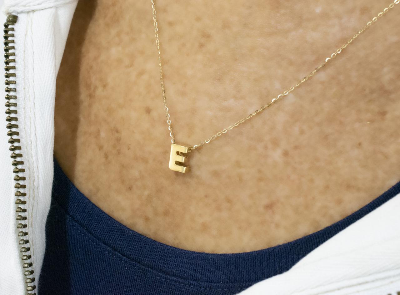 Solid 14k Gold Initial Necklace - Alphabet Necklace - Custom Jewelry