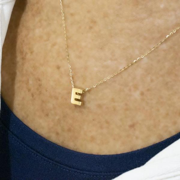 Solid 14k Gold Initial Necklace - Alphabet Necklace - Custom Jewelry